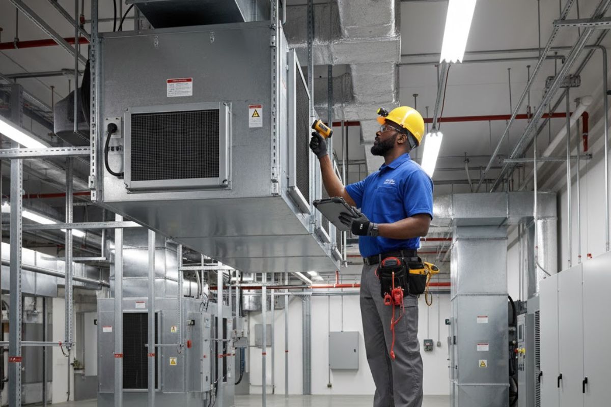Electrician checking data